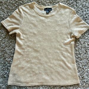 Carole Little Gold Shimmer Short Sleeve Top